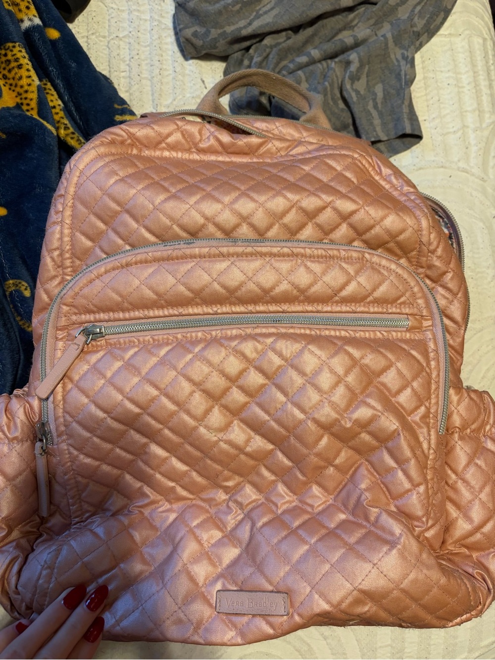 Vera Bradley Quilted Rose Gold Backpack